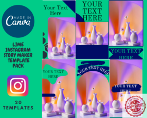 20 Lime Theme | Canva Instagram Story Template Pack | Small Business Branding | Art | Food | Lifestyle | Personal Branding |